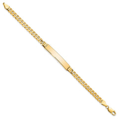 14k Polished Solid Chain/Solid Plate Curb Link 34x7mm Plate 7 inch ID Bracelet