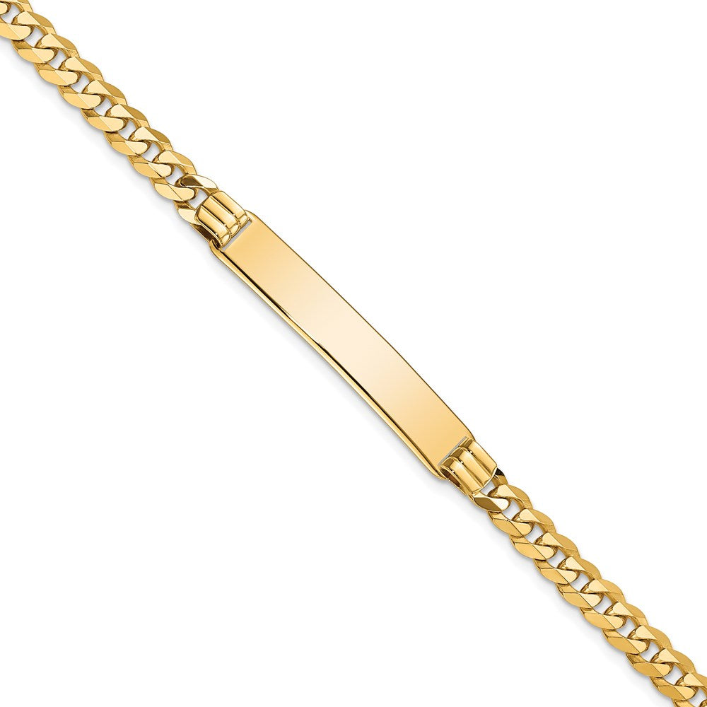 14k Polished Solid Chain/Solid Plate Curb Link 34x7mm Plate 8 inch ID Bracelet
