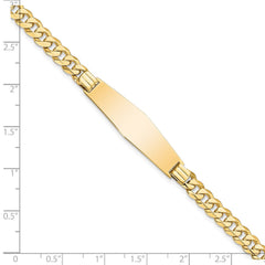 14k Polished Solid Chain/Solid Plate Curb Link Soft Diamond Shape 33x10mm Plate 7 inch ID Bracelet