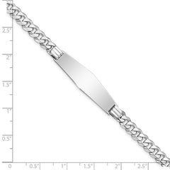 14k WG Flat Curb Link Soft Diamond Shape ID Bracelet