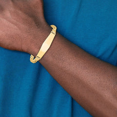 14K Curb Link Soft Diamond Shape ID Bracelet