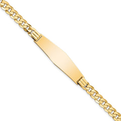 14k Polished Solid Chain/Solid Plate Curb Link Soft Diamond Shape 37.5x10mm Plate 7 inch ID Bracelet
