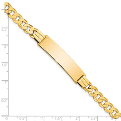 14k Polished Solid Chain/Solid Plate Curb Link 37x9mm Plate 7 inch ID Bracelet
