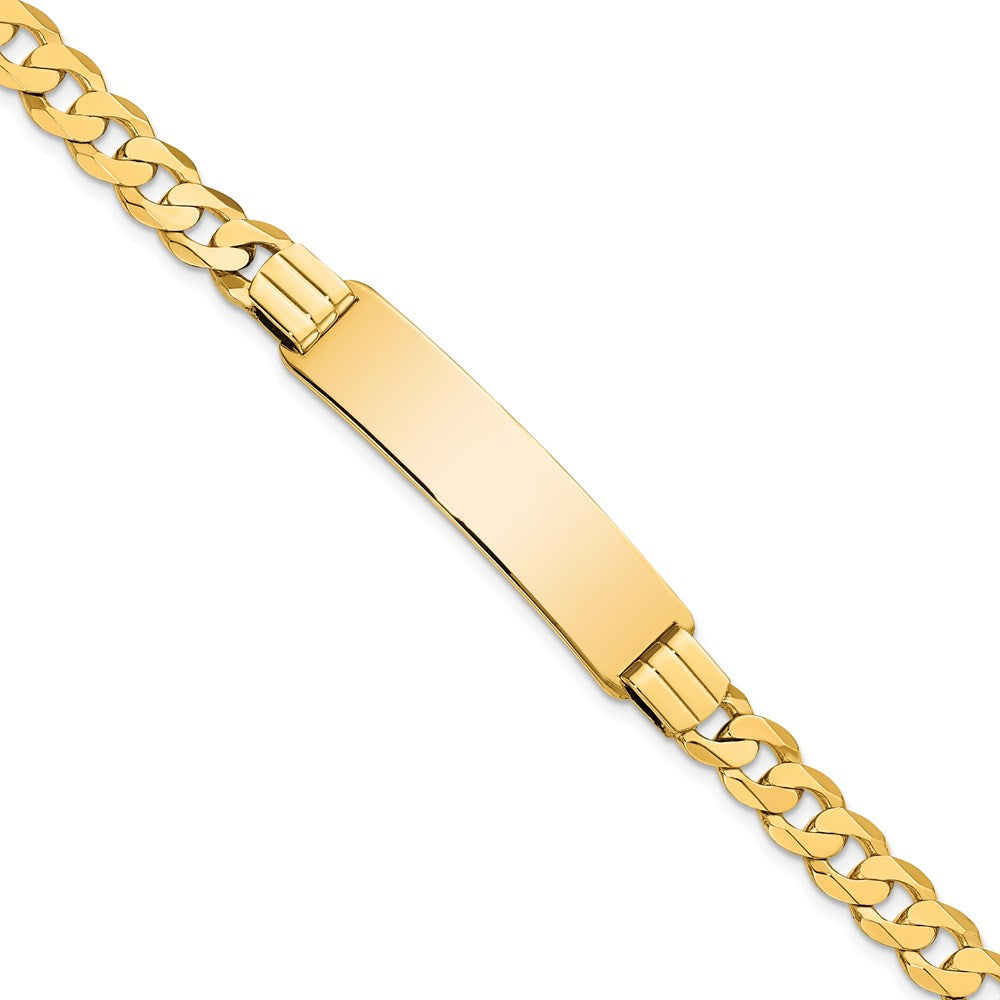 14k Polished Solid Chain/Solid Plate Curb Link 37x9mm Plate 7 inch ID Bracelet