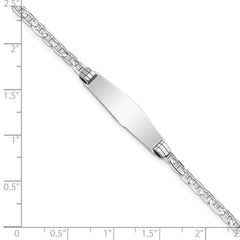 14k White Gold Polished Solid Chain/Solid Plate Anchor Link Soft Diamond Shape 25.5x7.5mm Plate 7 inch ID Bracelet