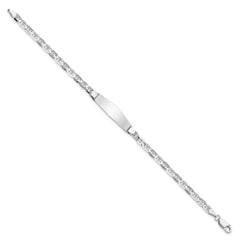 14k WG Soft Diamond Shape Anchor Link ID Bracelet