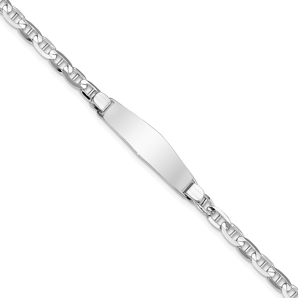 14k White Gold Polished Solid Chain/Solid Plate Anchor Link Soft Diamond Shape 25.5x7.5mm Plate 7 inch ID Bracelet - 2