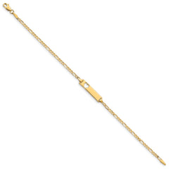 14k Polished Solid Chain/Solid Plate Figaro Link Cut-out Heart 20x5mm Plate 7 inch ID Bracelet - 2