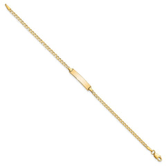 14k Polished Solid Chain/Solid Plate Flat Curb Link 22.5x4.5mm Plate 8 inch ID Bracelet