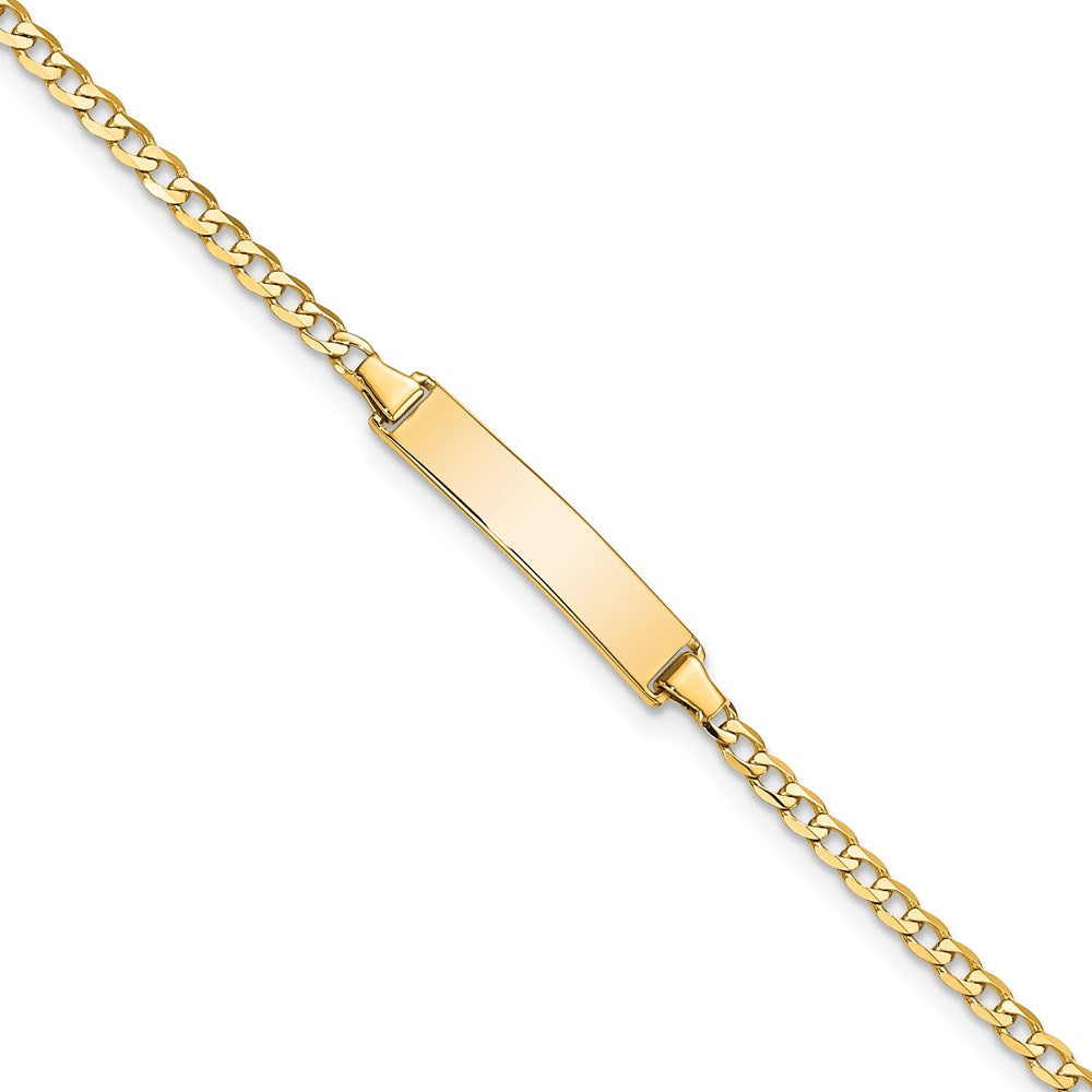 14k Polished Solid Chain/Solid Plate Flat Curb Link 22.5x4.5mm Plate 7 inch ID Bracelet