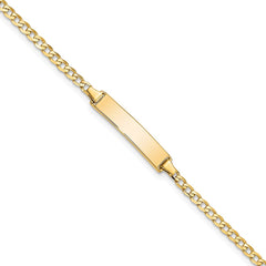 14k Polished Solid Chain/Solid Plate Flat Curb Link 22.5x4.5mm Plate 8 inch ID Bracelet