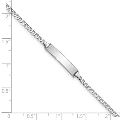 14k White Gold Polished Solid Chain/Solid Plate Flat Curb Link 19.5x4.3mm Plate 7 inch ID Bracelet