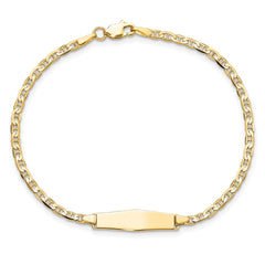 14k Polished Solid Chain/Solid Plate Flat Anchor Link Soft Diamond Shape 19.5x5.2mm Plate 7 inch ID Bracelet