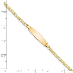 14k Polished Solid Chain/Solid Plate Flat Anchor Link Soft Diamond Shape 19.5x5.2mm Plate 7 inch ID Bracelet