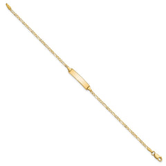 14k Polished Solid Chain/Solid Plate Flat Figaro Link 19.5x4.5mm Plate 7 inch ID Bracelet