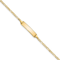 14k Polished Solid Chain/Solid Plate Flat Figaro Link 19.5x4.5mm Plate 8 inch ID Bracelet