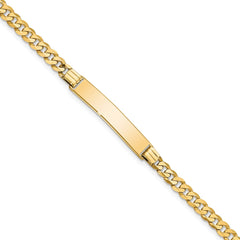 14k Polished Solid Chain/Solid Plate Flat Curb Link 26.5x5.5mm Plate 7 inch ID Bracelet