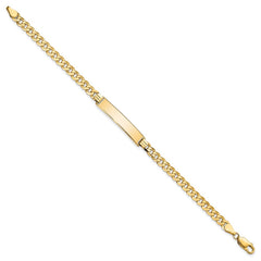 14k Polished Solid Chain/Solid Plate Flat Curb Link 32.5x6.5mm Plate 8 inch ID Bracelet
