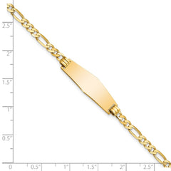 14k Polished Solid Chain/Solid Plate Flat Figaro Link Soft Diamond Shape 28x9.5mm Plate 7 inch ID Bracelet - 2