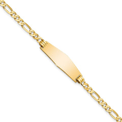 14k Polished Solid Chain/Solid Plate Flat Figaro Link Soft Diamond Shape 28x9.5mm Plate 7 inch ID Bracelet - 2