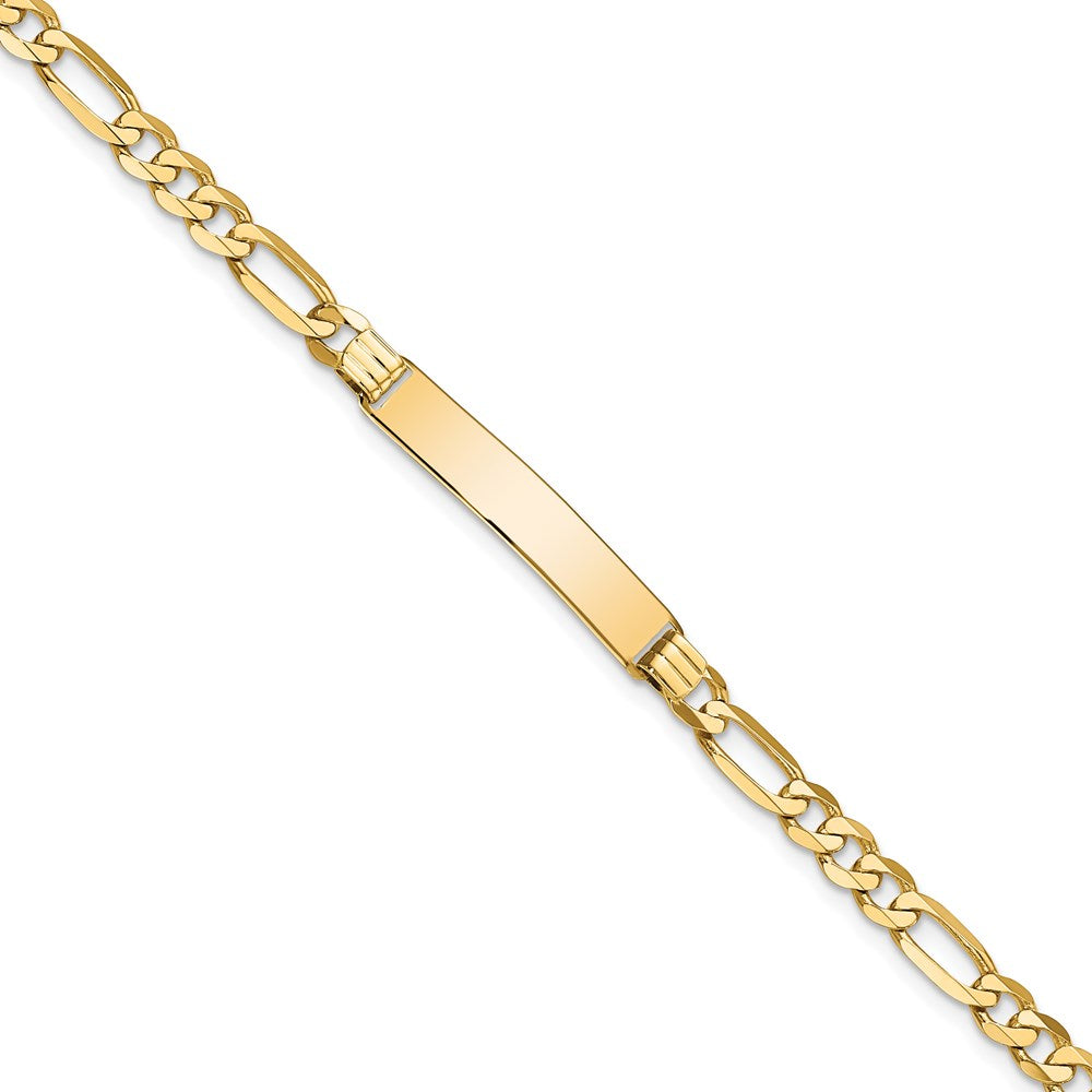 14k Polished Solid Chain/Solid Plate Flat Figaro Link 27.5x5.5mm Plate 8 inch ID Bracelet