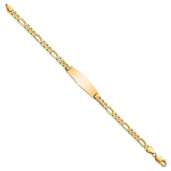 14k Polished Solid Chain/Solid Plate Flat Figaro Link Soft Diamond Shape 28x9.5mm Plate 8 inch ID Bracelet - 2