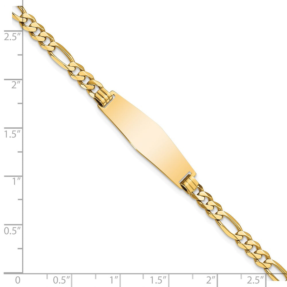 14k Polished Solid Chain/Solid Plate Flat Figaro Link Soft Diamond Shape 28x9.5mm Plate 8 inch ID Bracelet - 2