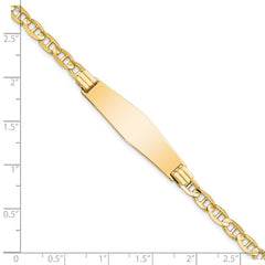14k Polished Solid Chain/Solid Plate Anchor Link Soft Diamond Shape 33x9.8mm Plate 7 inch ID Bracelet