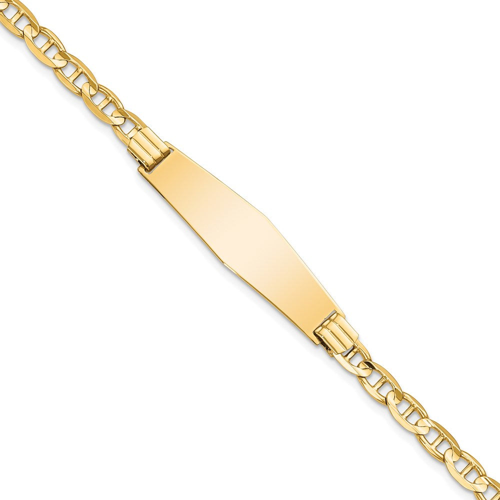 14k Polished Solid Chain/Solid Plate Anchor Link Soft Diamond Shape 33x9.8mm Plate 7 inch ID Bracelet