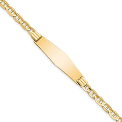 14k Polished Solid Chain/Solid Plate Anchor Link Soft Diamond Shape 33x9.8mm Plate 7 inch ID Bracelet