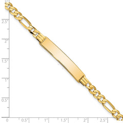 14k Polished Solid Chain/Solid Plate Flat Figaro Link 33.5x7mm Plate 7 inch ID Bracelet