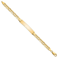 14k Polished Solid Chain/Solid Plate Anchor Link 38x7.8mm Plate 8 inch ID Bracelet
