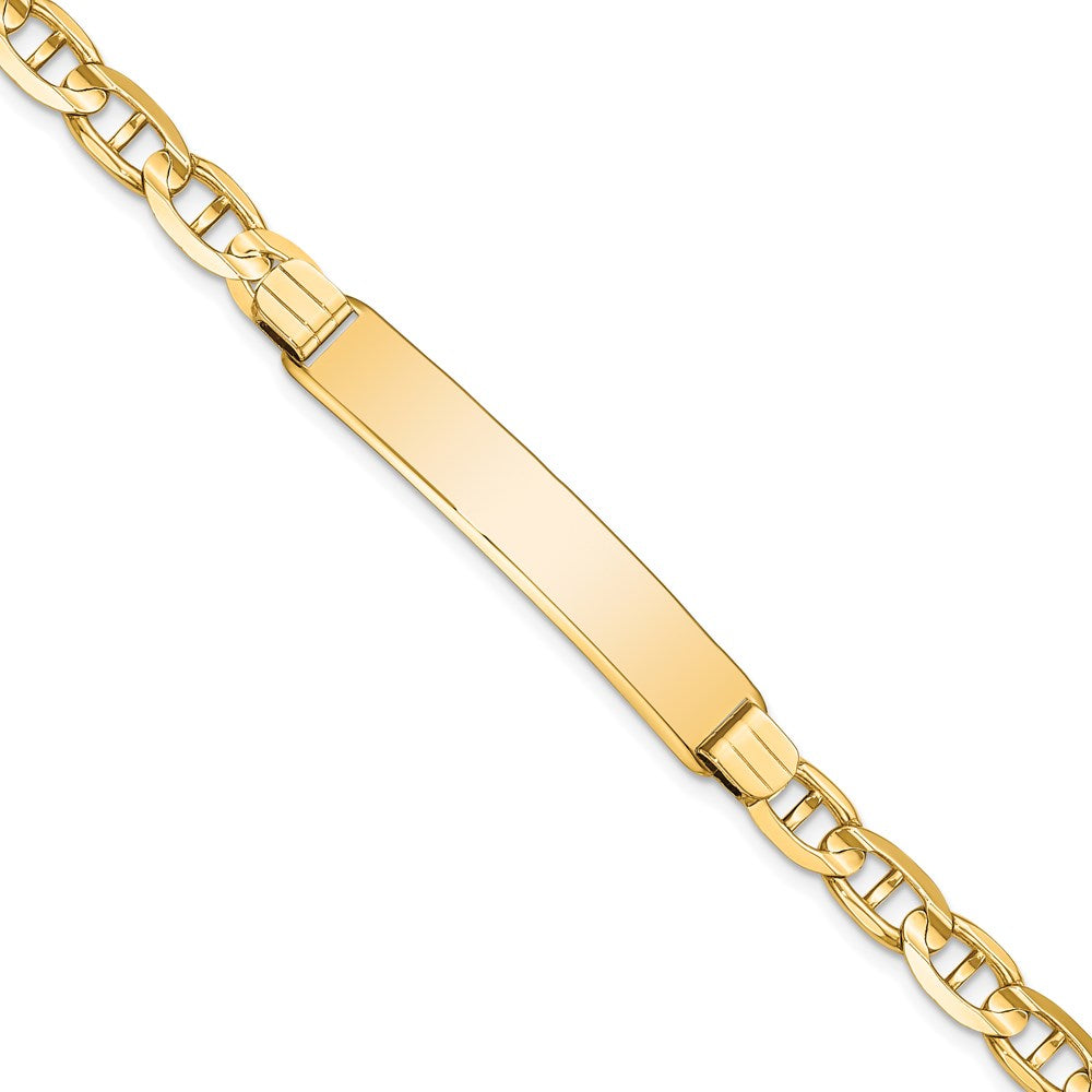 14k Polished Solid Chain/Solid Plate Anchor Link 38x7.8mm Plate 7 inch ID Bracelet