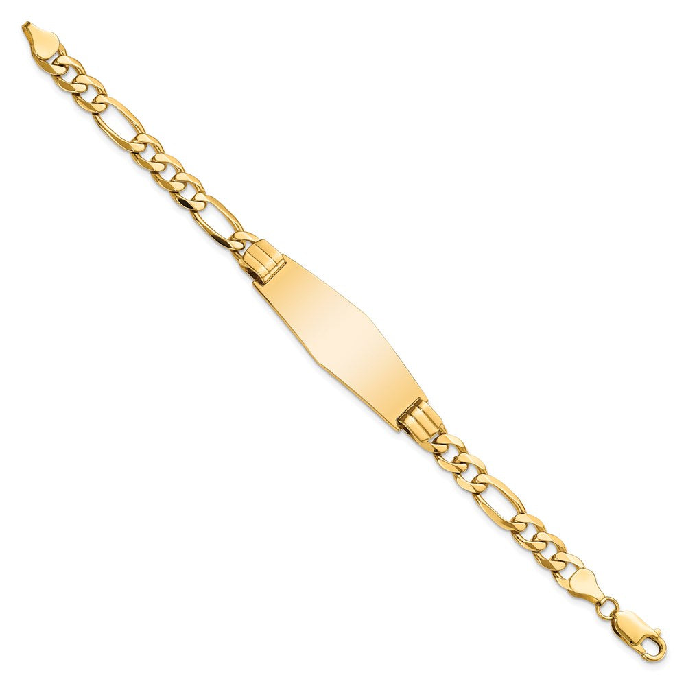 14k Flat Figaro Link Soft Diamond Shape ID Bracelet