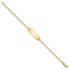 14k Polished Solid Chain/Solid Plate Curb Link Oval 18.5x8.5mm Plate 5.5 inch Baby/Child ID Bracelet