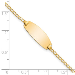 14k Polished Solid Chain/Solid Plate Curb Link Oval 18.5x8.5mm Plate 5.5 inch Baby/Child ID Bracelet