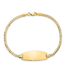 14k Polished Solid Chain/Solid Plate Curb Link Oval 24x10.5mm Plate 7 inch ID Bracelet