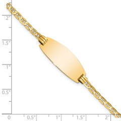 14k Polished Solid Chain/Solid Plate Anchor Link Oval 24x10.5mm Plate 7 inch ID Bracelet