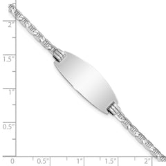 14k White Gold Polished Solid Chain/Solid Plate Anchor Link Oval 24x10.5mm Plate 7 inch ID Bracelet