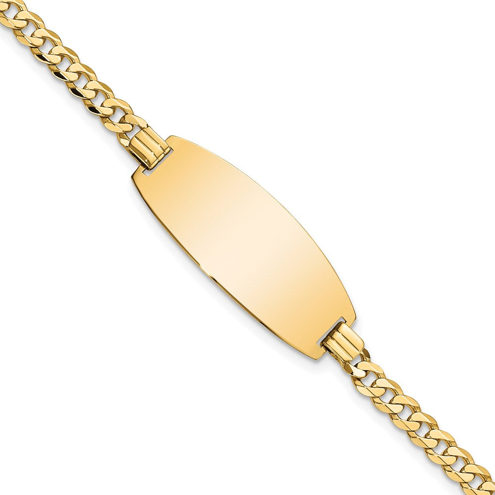 14k Polished Solid Chain/Solid Plate Curb Link Oval 27x11.5mm Plate 8 inch ID Bracelet