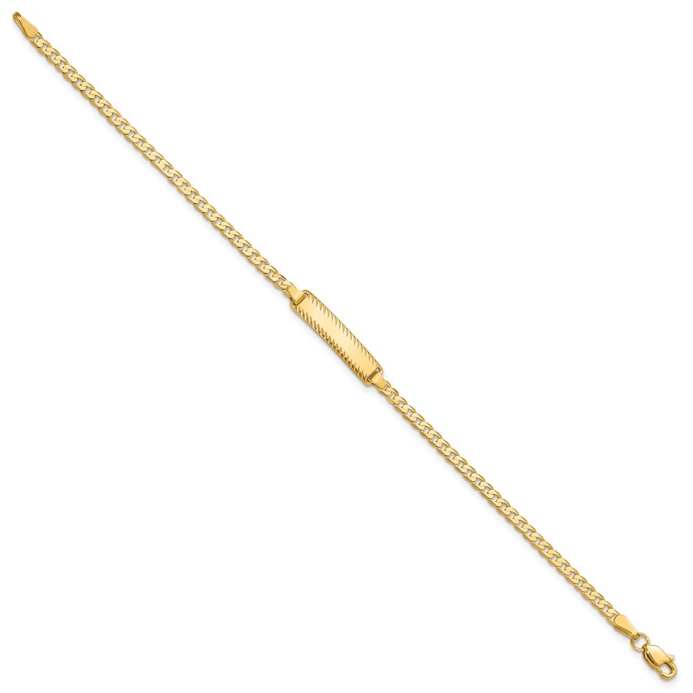 14k Polished Solid Chain/Solid Plate Curb Link Diamond-cut 20x5mm Plate 8 inch ID Bracelet