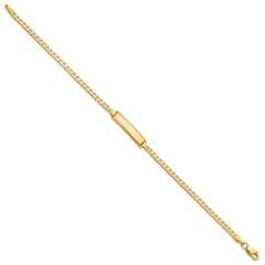 14k Polished Solid Chain/Solid Plate Curb Link Diamond-cut 20x5mm Plate 8 inch ID Bracelet