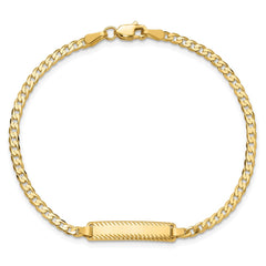 14k Polished Solid Chain/Solid Plate Curb Link Diamond-cut 20x5mm Plate 8 inch ID Bracelet
