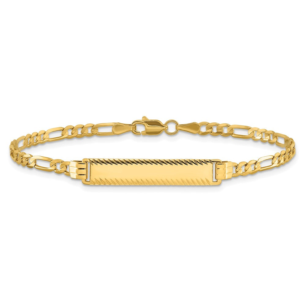 14k 3.0mm Figaro Diamond Cut ID Bracelet