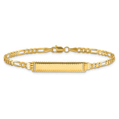 14k 3.0mm Figaro Diamond Cut ID Bracelet