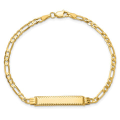 14k 3.0mm Figaro Diamond Cut ID Bracelet