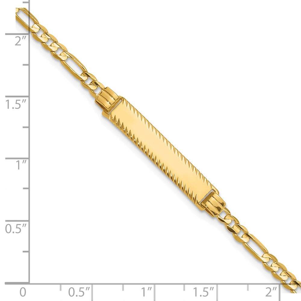 14k 3.0mm Figaro Diamond Cut ID Bracelet