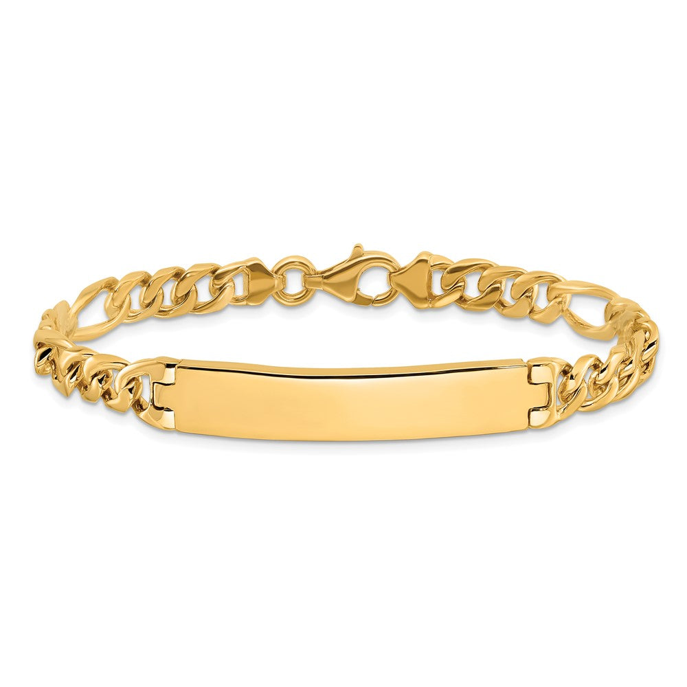 14k Figaro ID Bracelet Plate (Per Inch)