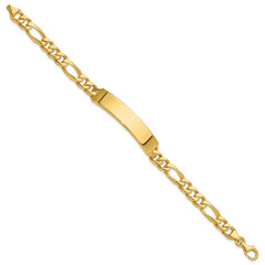 14k Hand-polished Figaro Link ID Plate (Per Inch)