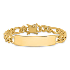 14k Polished Solid Chain/Solid Plate Figaro Link 47x12mm Plate 8 inch ID Bracelet